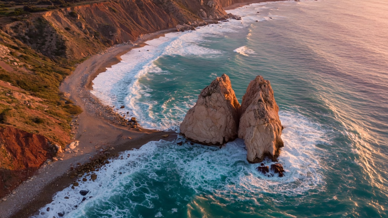 Coastal rock formations from the air